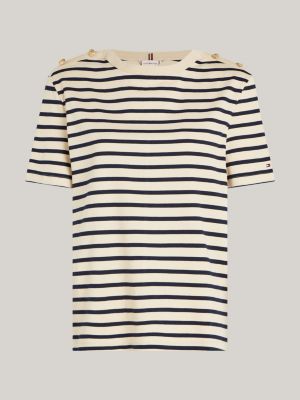 blue curve boat neck t-shirt for women tommy hilfiger