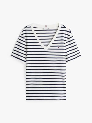 meerdere kleuren curve slim fit t-shirt met v-hals voor dames - tommy hilfiger