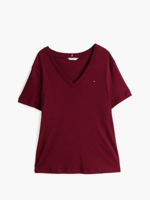 purple curve v-neck slim t-shirt for women tommy hilfiger