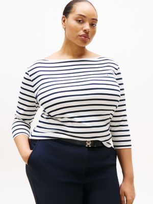 t-shirt curve à col bateau plusieurs couleurs pour femmes tommy hilfiger