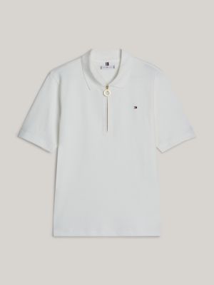 white adaptive regular fit polo met borduursel voor dames - tommy hilfiger