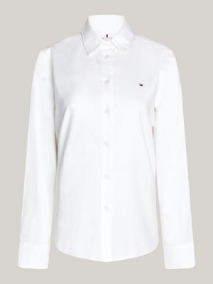 white flag embroidery regular fit oxford shirt for women tommy hilfiger