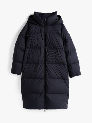 blue curve water repellent down coat for women tommy hilfiger