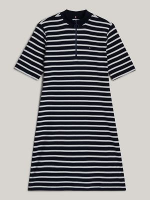blue adaptive slim fit etuikleid mit mock-rollkragen für damen - tommy hilfiger