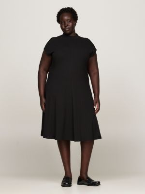 Curve Ribbed A Line Midi Dress