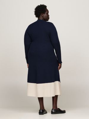 blue curve slim midi jumper dress with cashmere for women tommy hilfiger