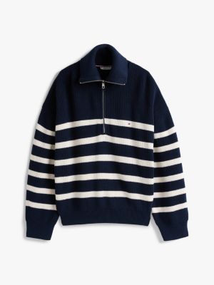 blue curve half-zip relaxed jumper for women tommy hilfiger