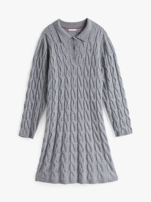 minivestido de punto curve con cuello de polo grey de mujeres tommy hilfiger