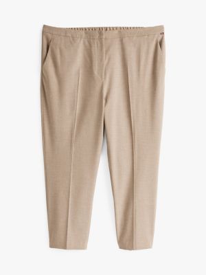 beige curve flannel slim straight leg chinos for women tommy hilfiger