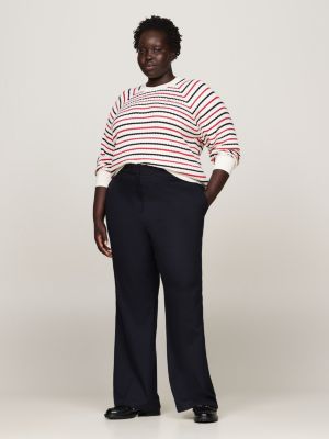 blue curve enamel flag flared trousers for women tommy hilfiger