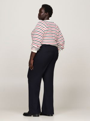 blue curve enamel flag flared trousers for women tommy hilfiger