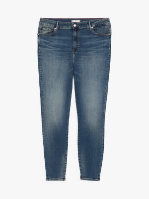 vaqueros curve superceñidos de talle alto blue de mujeres tommy hilfiger