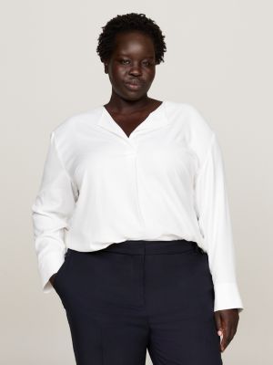 blusa curve relaxed fit con bottone dorato white da donne tommy hilfiger