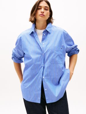 multi curve oversized poplin shirt for women tommy hilfiger