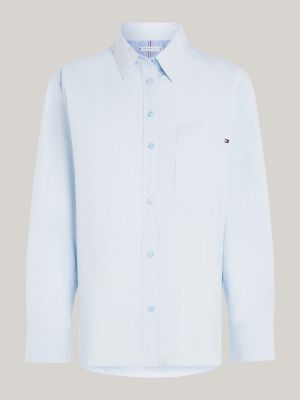 blau curve oversized fit popeline-hemd für damen - tommy hilfiger