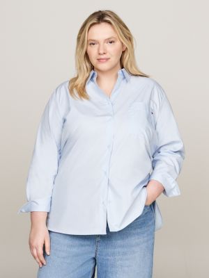 blue curve oversized poplin shirt for women tommy hilfiger