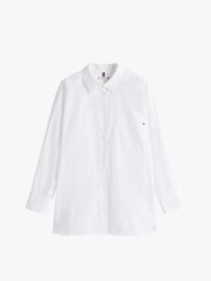 white curve oversized poplin shirt for women tommy hilfiger