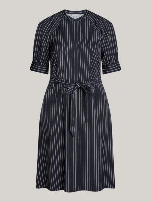 vestido camisero curve midi con rayas azul de mujeres tommy hilfiger