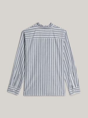 blue adaptive stripe frill relaxed blouse for women tommy hilfiger