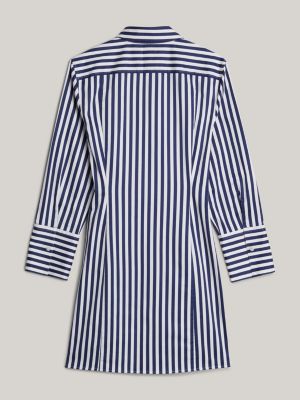 blue adaptive stripe skinny shirt mini dress for women tommy hilfiger