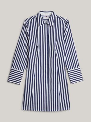 vestido corto camisero adaptive de rayas blue de mujeres tommy hilfiger