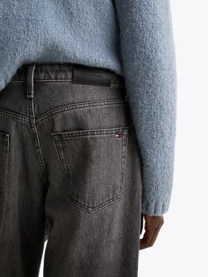 grijs medium rise wijde jeans met rechte broekspijpen voor dames - tommy hilfiger