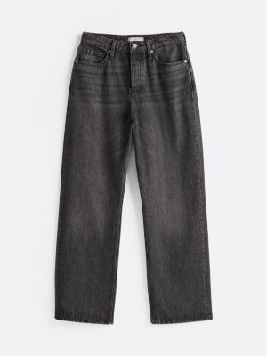 grijs medium rise wijde jeans met rechte broekspijpen voor dames - tommy hilfiger