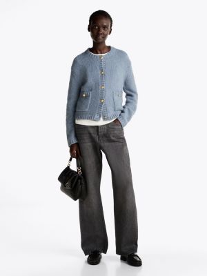 jean droit ample taille mi-haute gris pour femmes tommy hilfiger