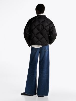 zwart relaxed fit quilted bomberjack met dons voor dames - tommy hilfiger