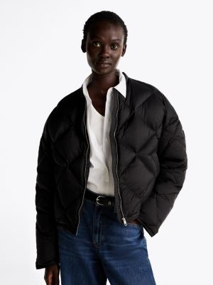 black down quilted relaxed bomber jacket for women tommy hilfiger