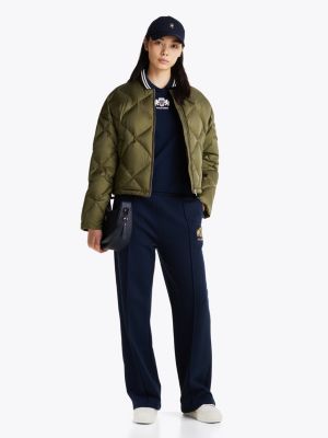 groen relaxed fit quilted bomberjack met dons voor dames - tommy hilfiger