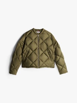 groen relaxed fit quilted bomberjack met dons voor dames - tommy hilfiger