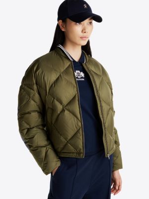 grün daunengefüllte relaxed fit bomberjacke für damen - tommy hilfiger