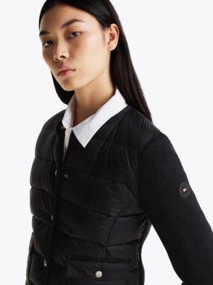 schwarz daunengefüllte kontrast-steppjacke für damen - tommy hilfiger