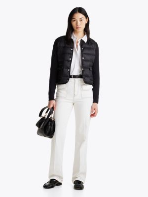 black down contrast quilted jacket for women tommy hilfiger