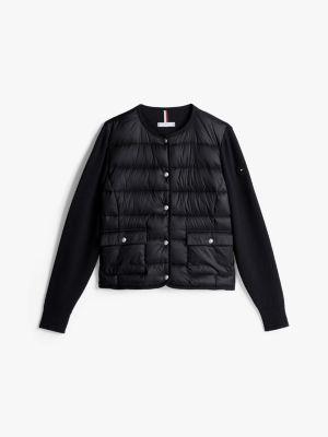 black down contrast quilted jacket for women tommy hilfiger