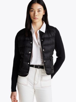 black down contrast quilted jacket for women tommy hilfiger