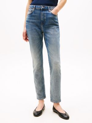 blue high rise slim jeans for women tommy hilfiger