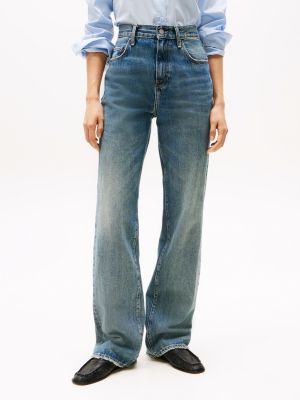 blau relaxed bootcut jeans mit hohem bund für damen - tommy hilfiger