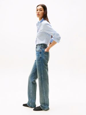 blau relaxed bootcut jeans mit hohem bund für damen - tommy hilfiger