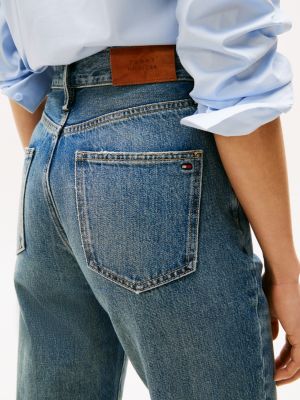 jeans relaxed fit a campana e vita alta blu da donne tommy hilfiger