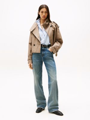 vaqueros amplios de corte bootcut y talle alto blue de mujeres tommy hilfiger