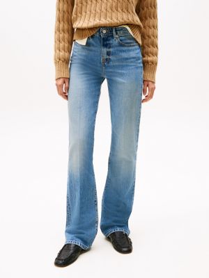 jean bootcut délavé taille mi-haute bleu pour femmes tommy hilfiger