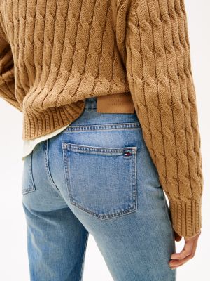 jean bootcut délavé taille mi-haute bleu pour femmes tommy hilfiger