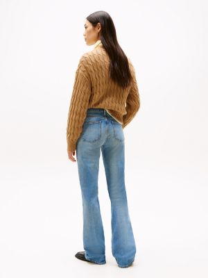 blue faded mid rise bootcut jeans for women tommy hilfiger