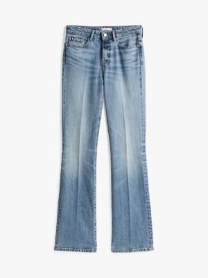 jean bootcut délavé taille mi-haute bleu pour femmes tommy hilfiger