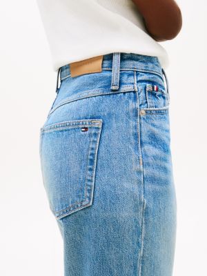 blauw high rise twisted enkellange jeans voor dames - tommy hilfiger