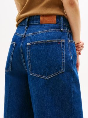 jeans larghi alla caviglia a vita alta blu da donne tommy hilfiger