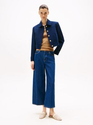 blue high rise wide leg ankle jeans for women tommy hilfiger