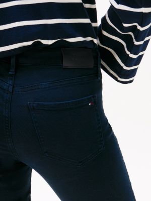 blau como skinny jeans mit mittelhohem bund für damen - tommy hilfiger